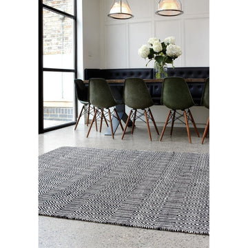 Sloan Modern Geometric Hand-Woven Wool&Cotton Soft-Touch Durable Textured Flatweave Black Rug-Asiatic Carpets-Rug Love - The Most Loved Rug Store